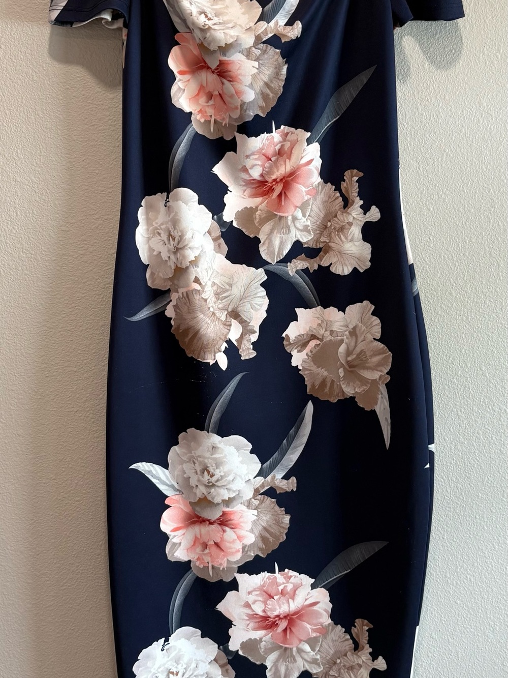 Windsor Navy Midi Dress with Blush and Cream Floral Print
